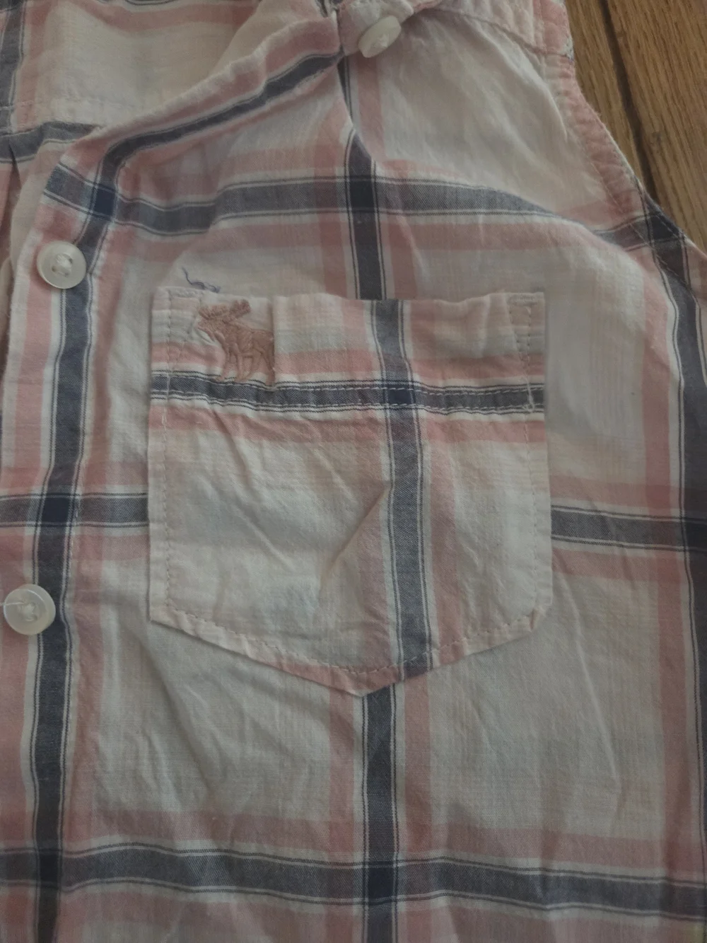 Abercrombie kids White Plaid Button-Down Shirt with Pink & Blue